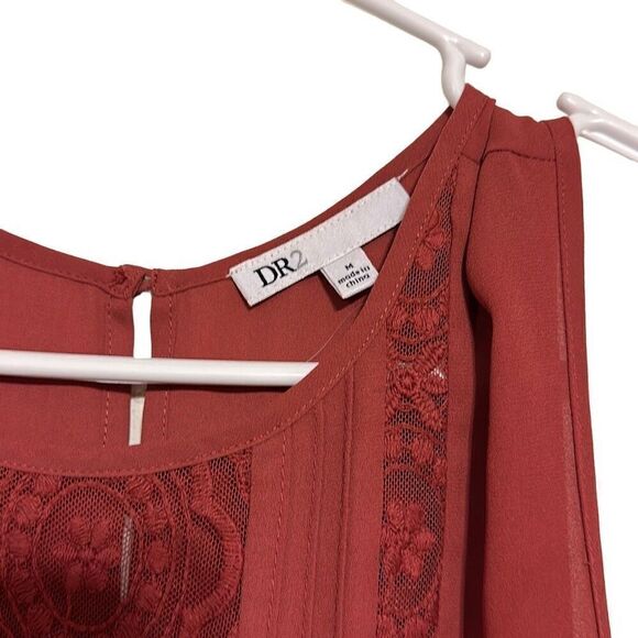 DR2 Women's Red Sleeveless Hi-low Front Lace Mini Dress Size Medium - Picture 3 of 3